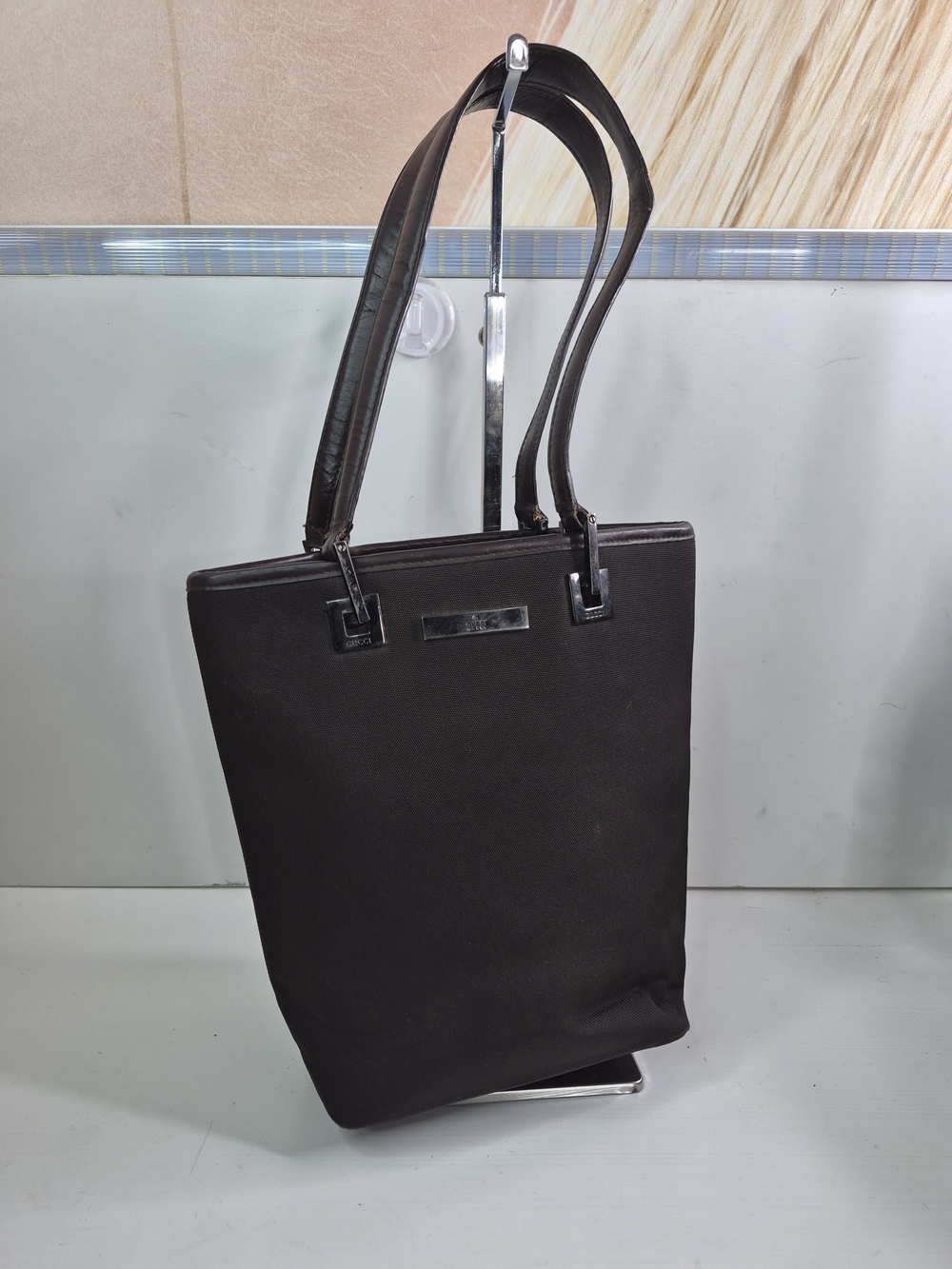 Gucci Brown Tall Tote Bag with Double Straps